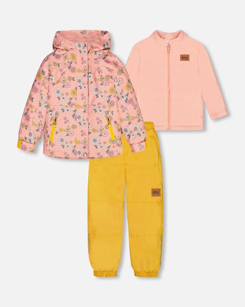 Deux Par Deux Baby Girl's Printed 3 In 1 Mid Season Set Disco Flowers And Yellow at Nordstrom