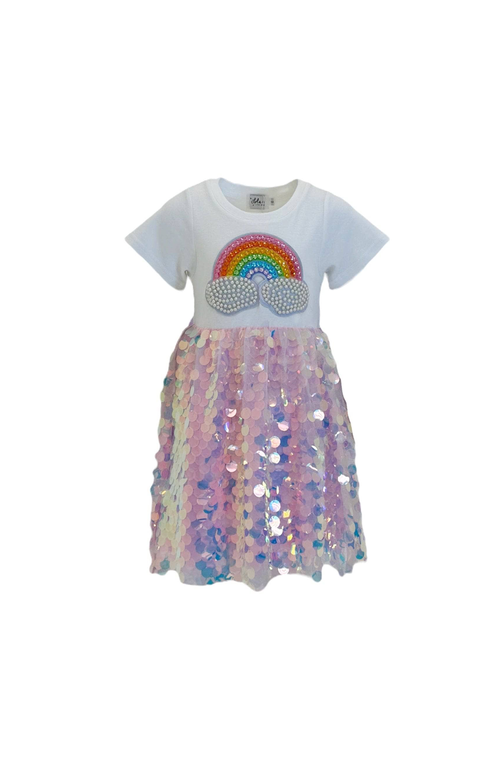 Lola + The Boys Babies'  Paillette Rainbow Magic Dress In Multicolor