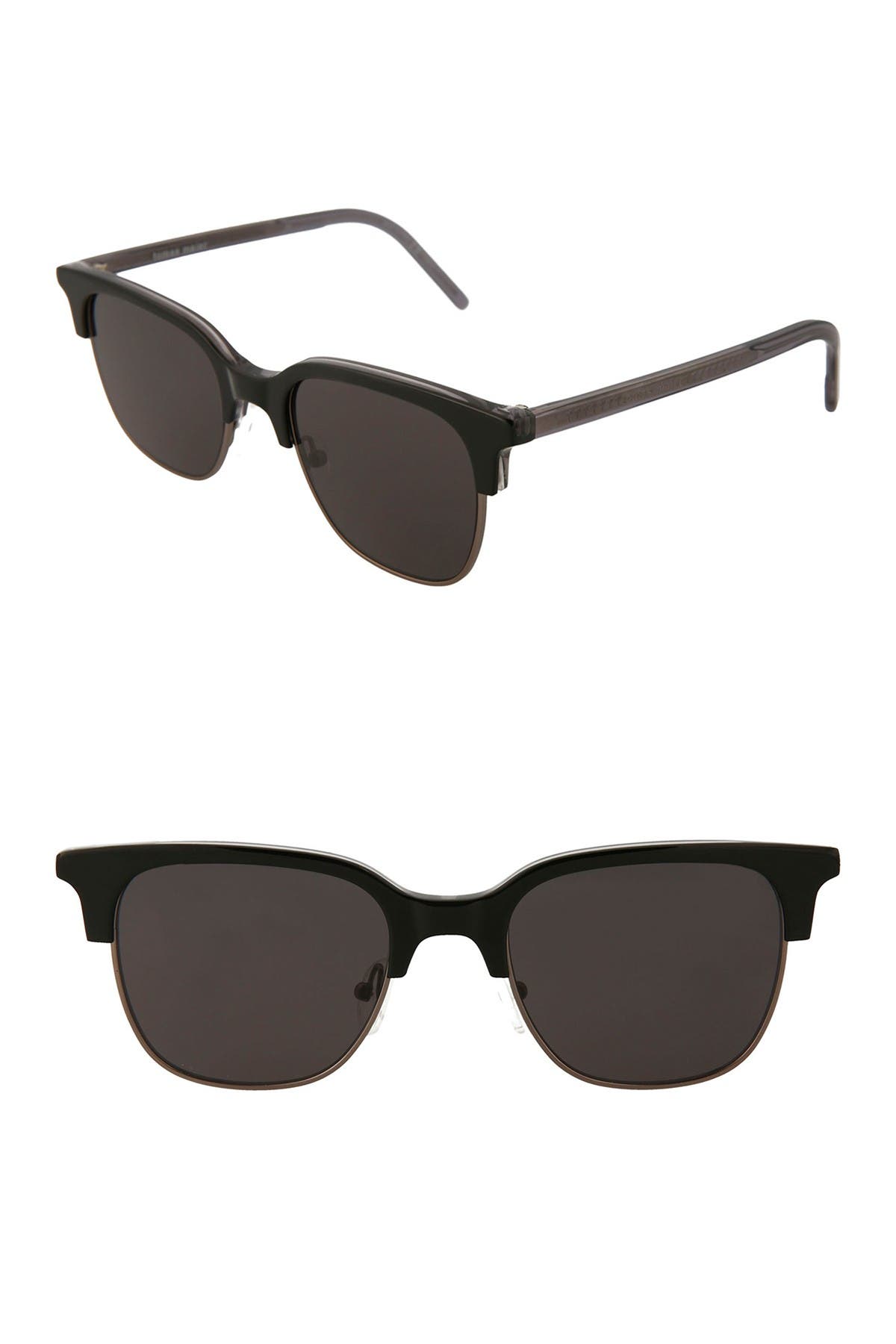 Tomas Maier 50mm Acetate Metal Frame Clubmaster Sunglasses In Black Grey Grey