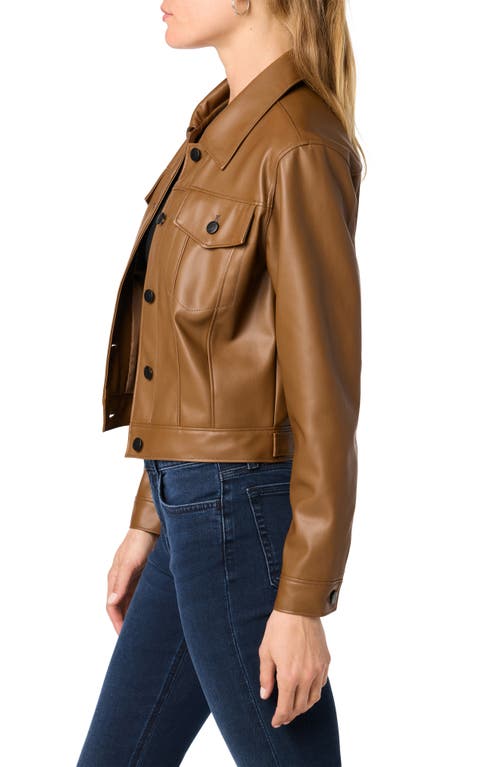 Shop Joe's Crop Faux Leather Jacket In Caramel