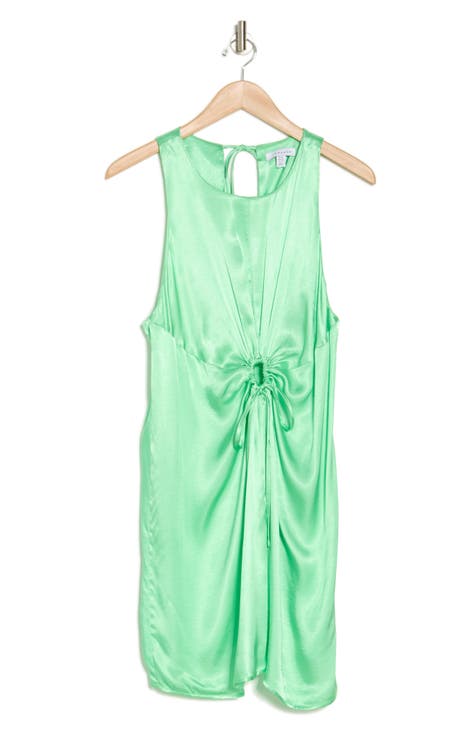 Ruched Cutout Sleeveless Satin Minidress