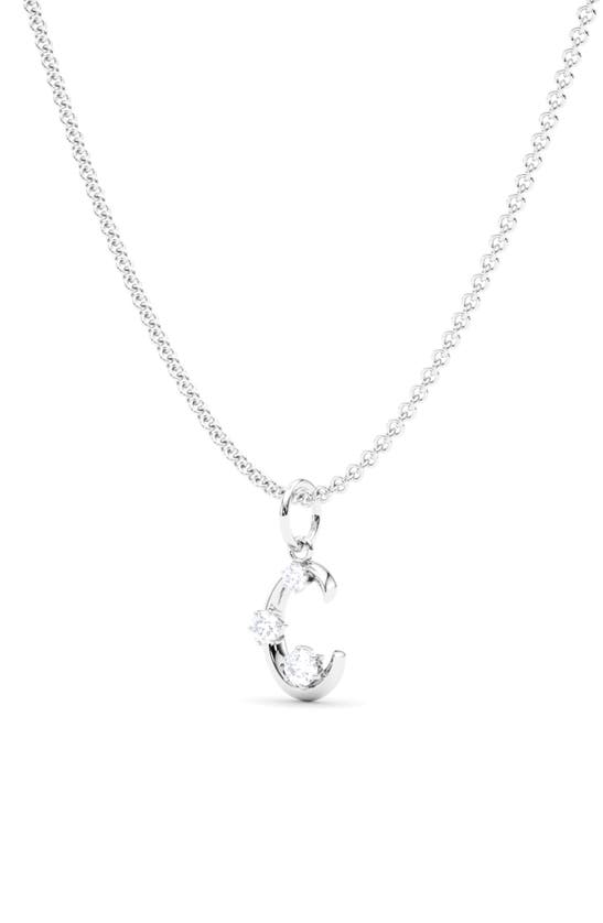 Hautecarat Graduated Lab-created Diamond Initial Letter Pendant Necklace In C - 18k White Gold