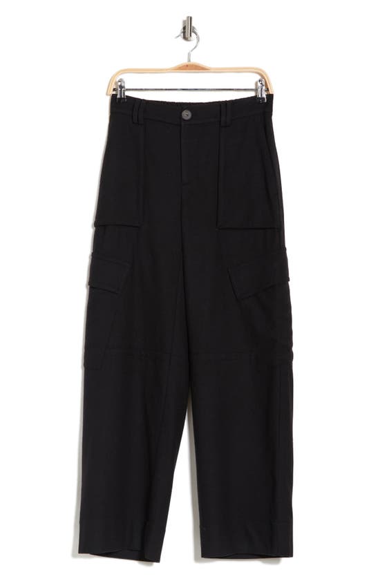 Vince Mid Rise Fluid Cargo Trousers In Black