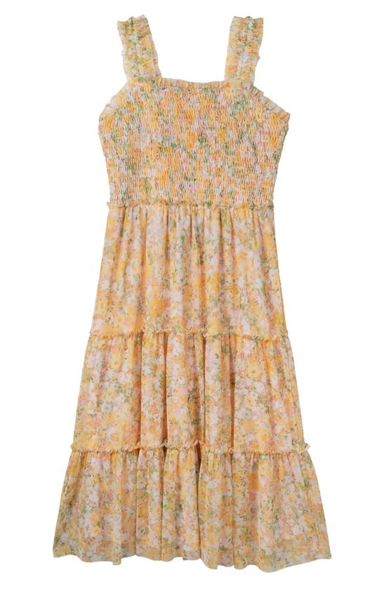 Shop Rare Editions Kids' Floral Smocked Dress In Yellow