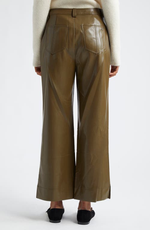 Shop Cinq À Sept Benji Faux Leather Crop Pants In Dark Olive