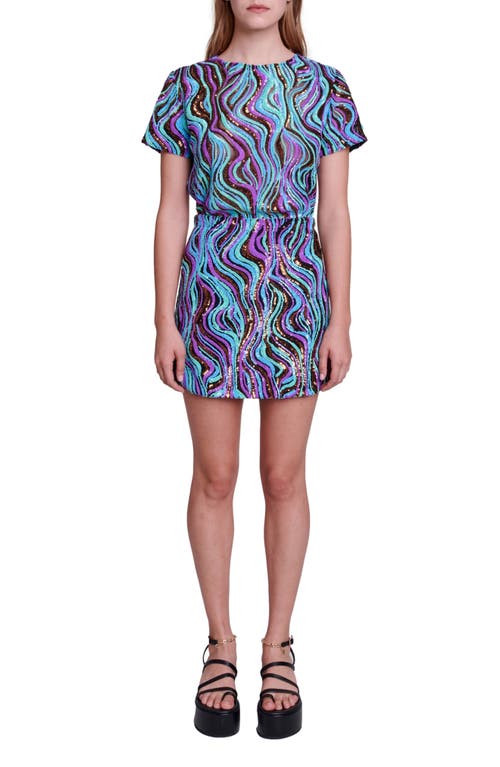 maje Remilio Sequin Minidress Blue Multi at Nordstrom,