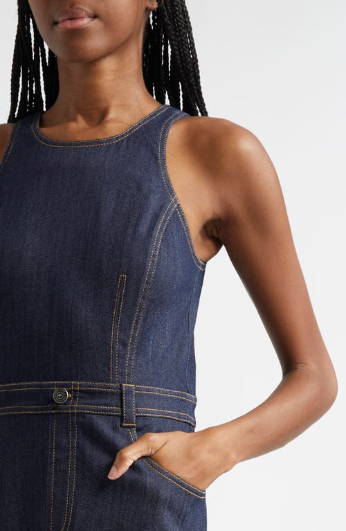 Shop Cinq À Sept Baran Sleeveless Denim Midi Dress In Indigo