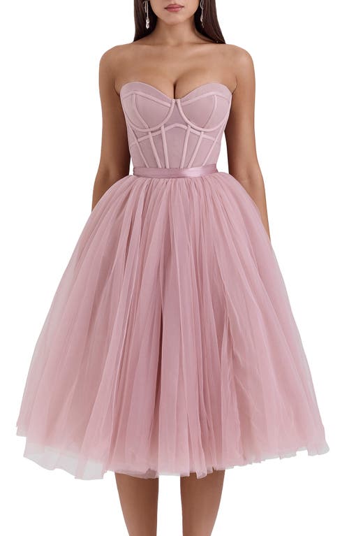 Shop House Of Cb Darling Corset Fit & Flare Dress In Adobe Rose