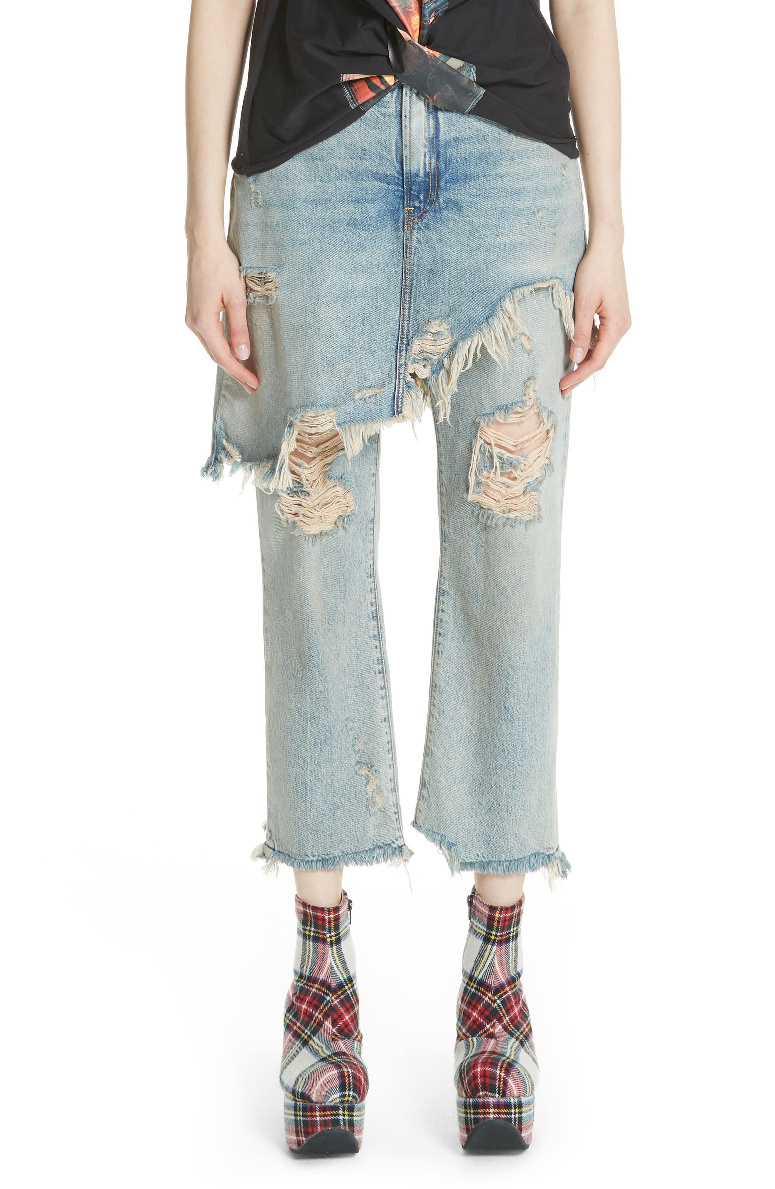 r13 double classic skirted jeans