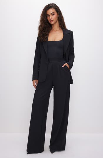 Good American Bonded Wide Leg Pull-On Trousers | Nordstrom