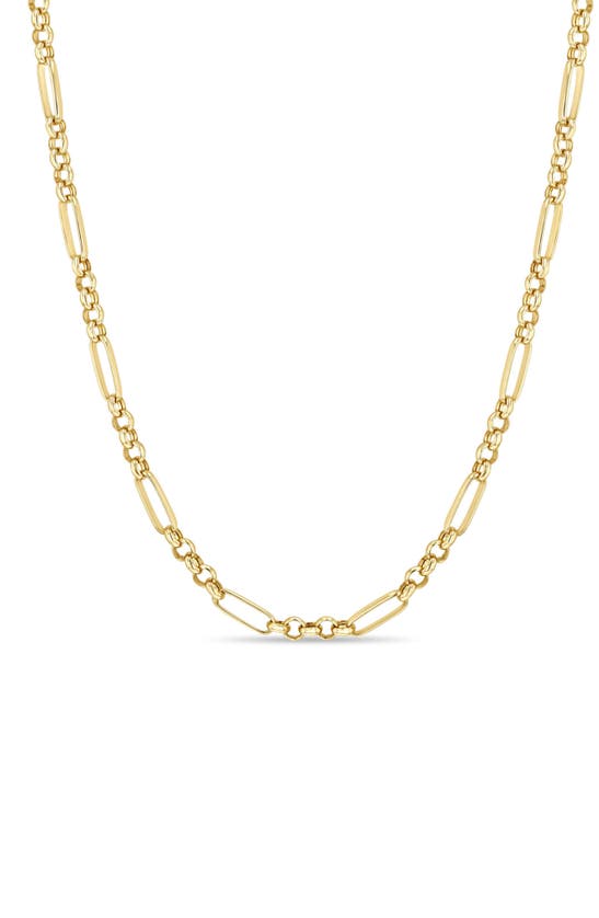 Shop Zoë Chicco 14k Gold Paper Clip Station Chain Necklace In Yellow Gold