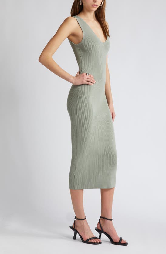 Shop Open Edit Luxe Sculpt Sleeveless Midi Dress In Green Halo
