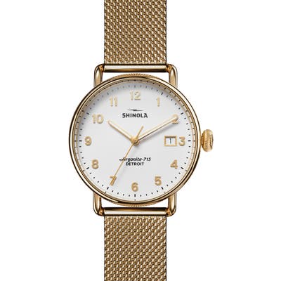Shinola The Canfield Mesh Strap Watch,