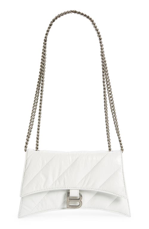 Balenciaga Crush Quilted Crinkle Leather Wallet on a Chain in Optic White at Nordstrom