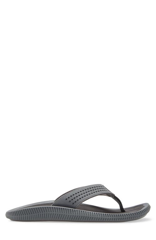 Shop Olukai Ulele Flip Flop In Dark Shadow/black