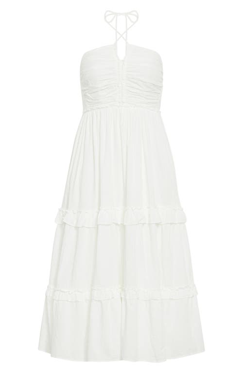 Shop City Chic Ivy Clip Dot Tiered Halter Dress In White