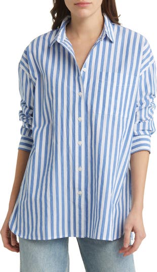 Madewell The Signature Poplin Springy Stripe Oversize Button-Up Shirt ...