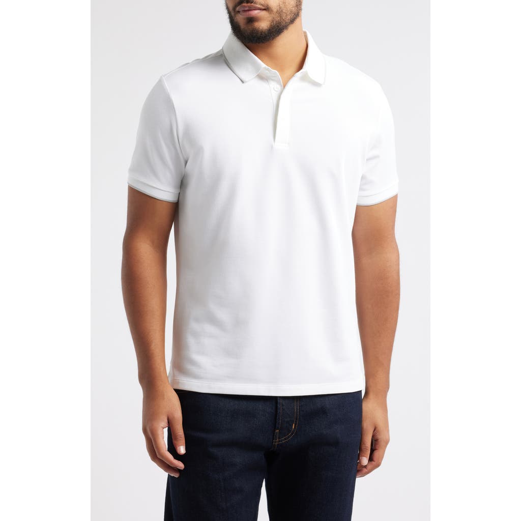 Robert Barakett Hunter Tipped Solid Polo in White