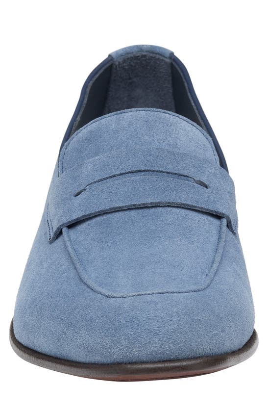 Johnston & Murphy Collection Taylor Moc Toe Penny Loafer In Denim Italian Suede