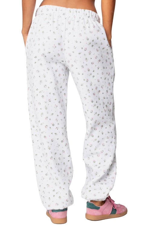 Edikted Floral Oversize Sweatpants In Cream