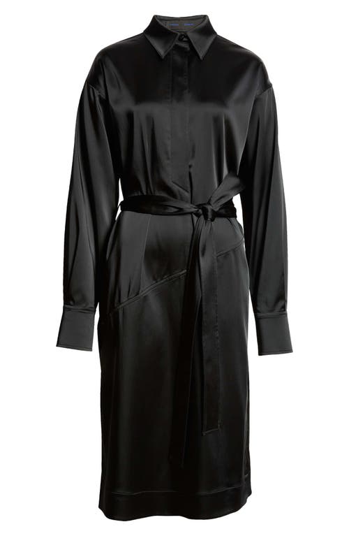 PROENZA SCHOULER PROENZA SCHOULER ANDY BELTED LONG SLEEVE SATIN SHIRTDRESS