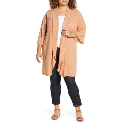 Plus Size Bobeau Ellen Drape Front Cardigan, Orange