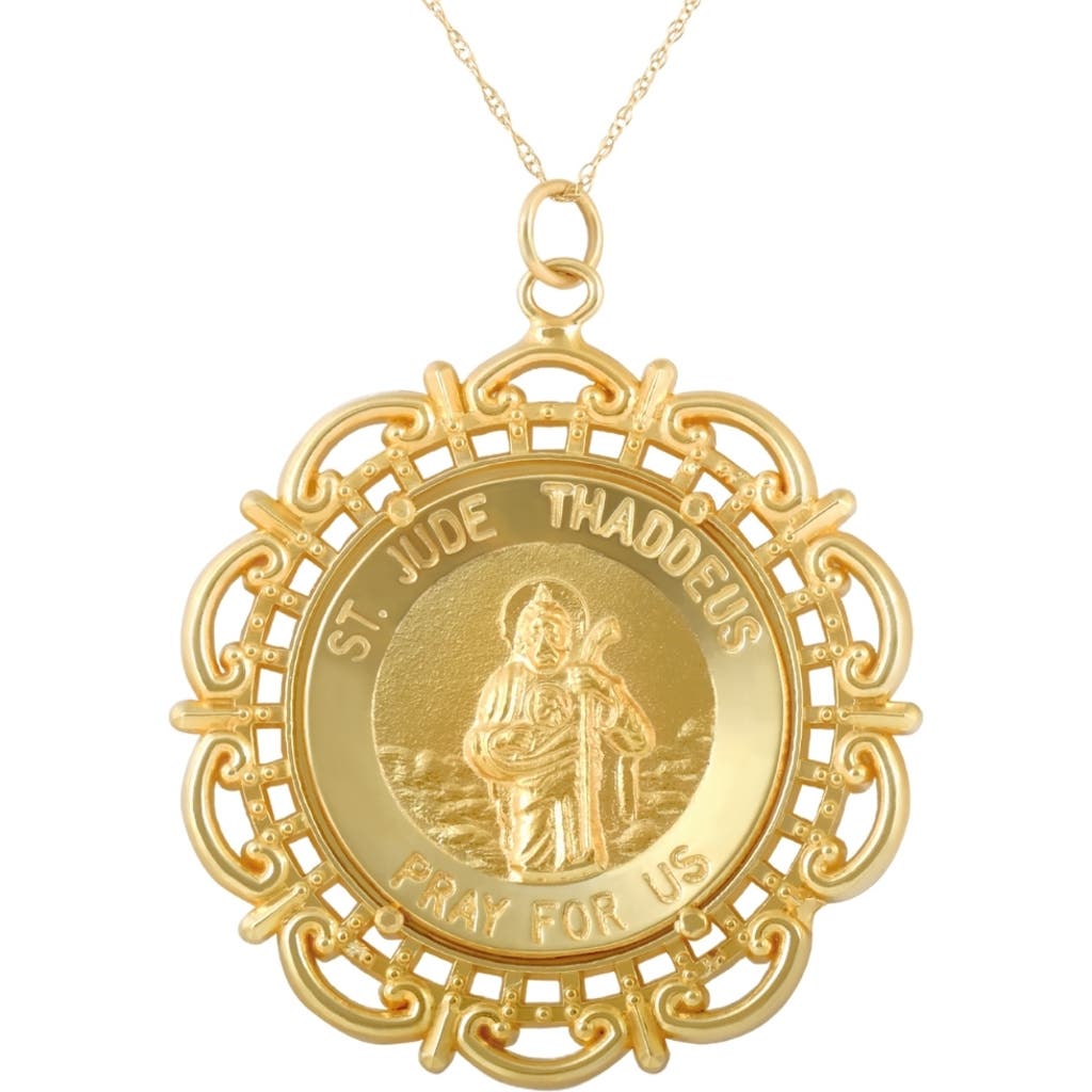 Bliss Diamond 14k Gold St. Jude Thaddeus Medal Pendant 1.5" Tall 7.5 Grams In Yellow Gold