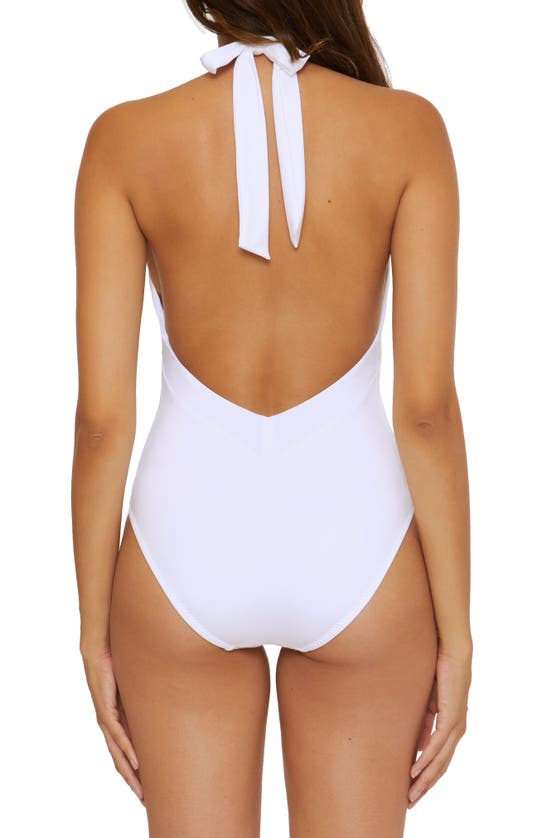 Shop Trina Turk Monaco Plunge One-piece Swimsuit In White