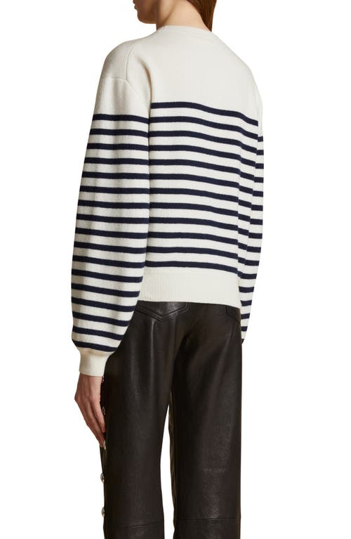 Shop Khaite Viola Stripe Cashmere Sweater In Ivory/navy Stripe