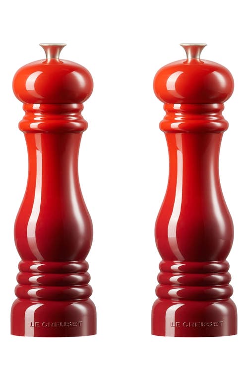 Le Creuset 8" Salt And Pepper Mill Set, Flame In Cerise