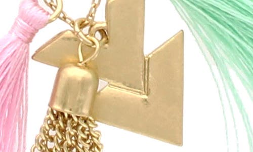 Shop Olivia Welles Fara Tassel Pendant Necklace In Worn Gold/pink