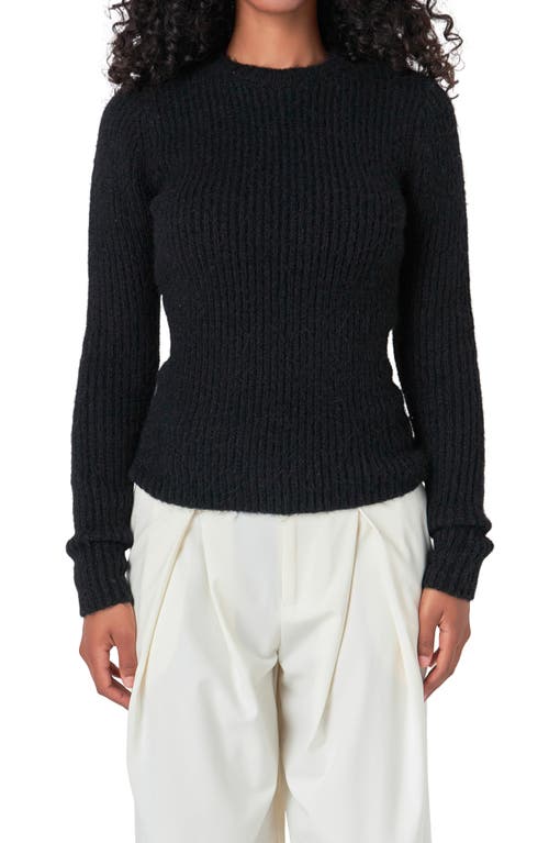 Endless Rose Rib Crewneck Sweater In Black