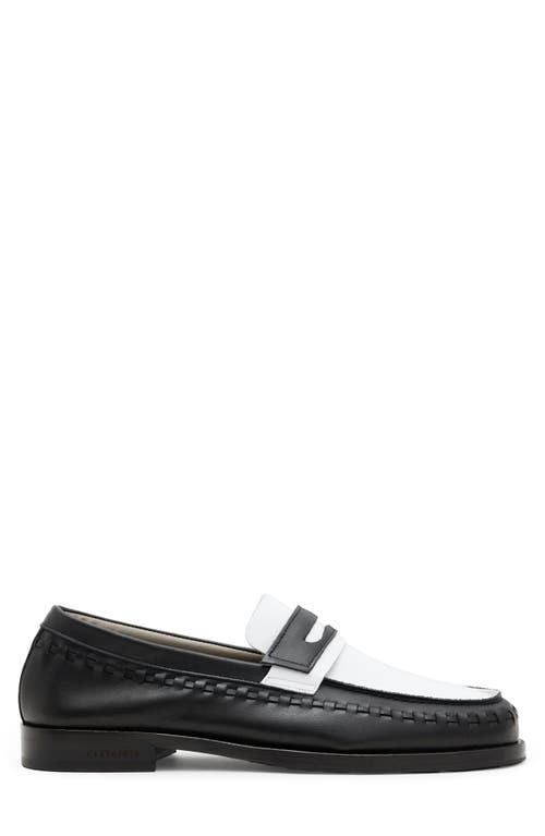 Shop Allsaints Sammy Two-tone Penny Loafer In Black/white