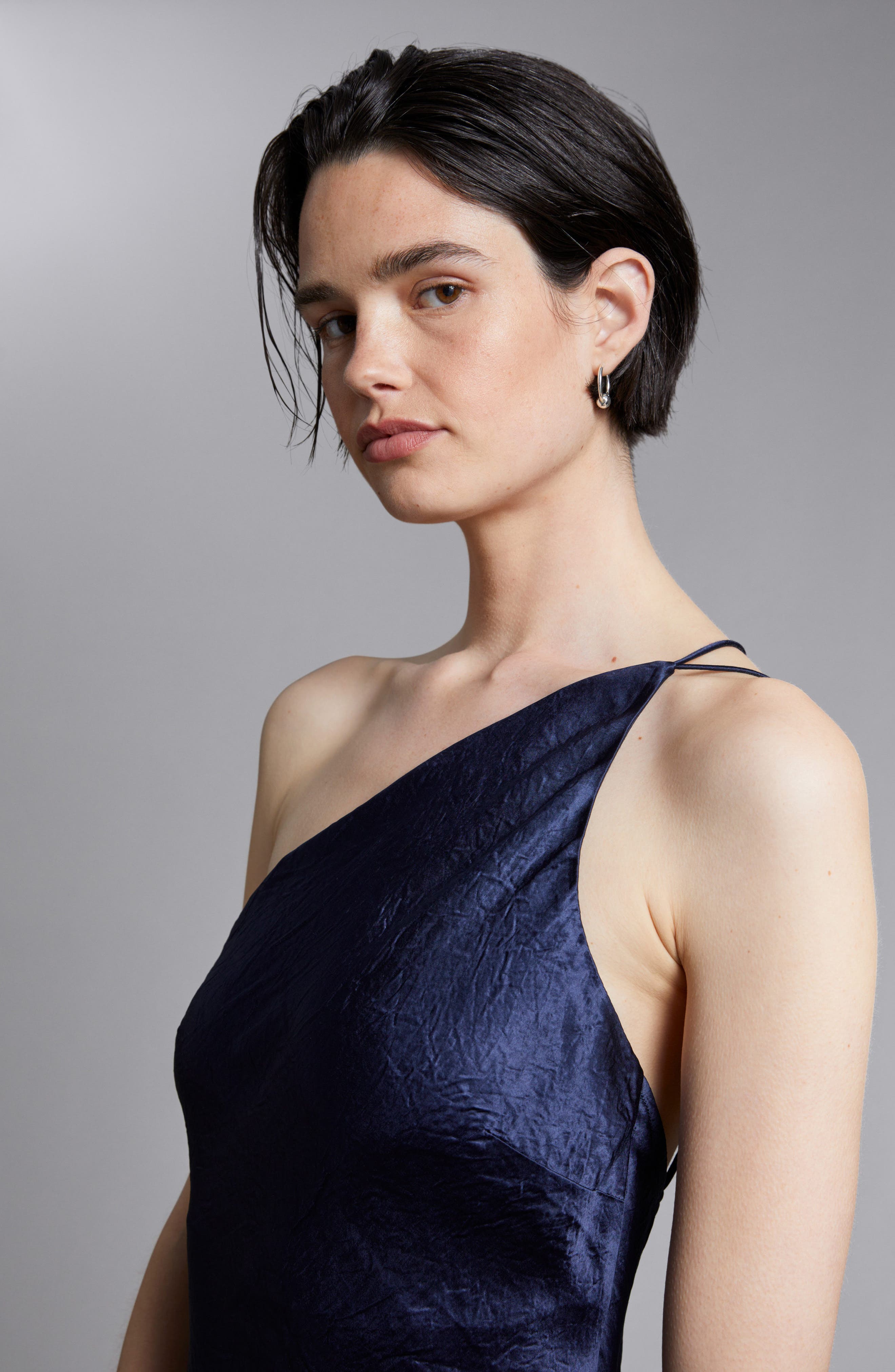 and other stories one shoulder dress & Other Stories one-shoulder midi dress with drape detail in green