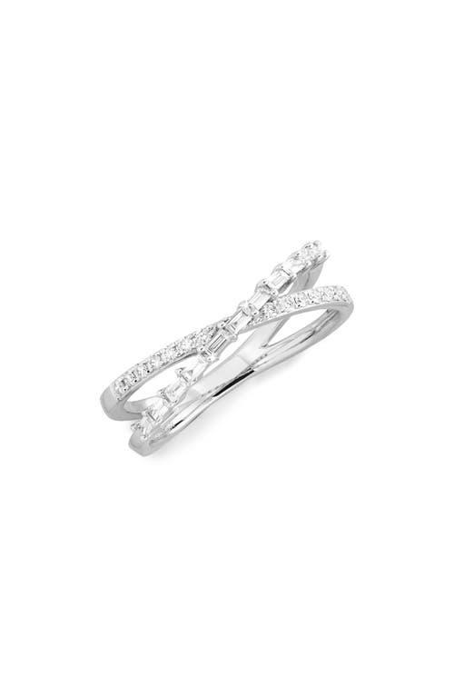 Gatsby Round & Baguette Diamond Ring in 18K White Gold