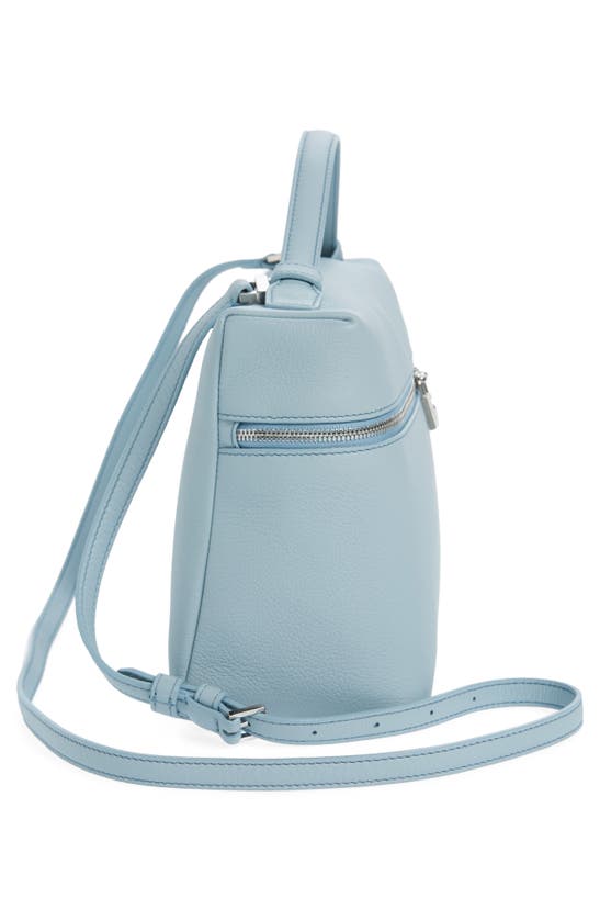 Loro Piana Neo Pouch Leather Top Handle Bag In W0hk Blue Tourmal