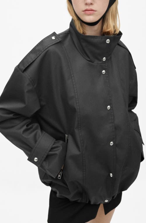 Shop Mango Oversize Bubble Jacket In Black