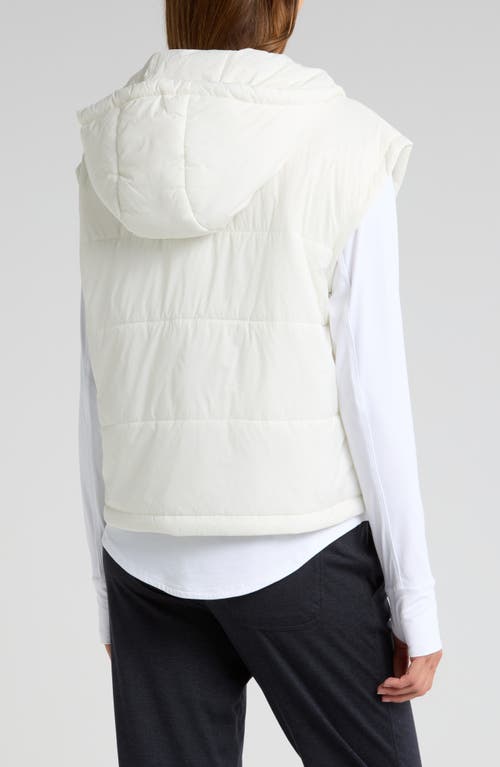 Shop Zella Lightweight Hooded Quilted Vest In Ivory Cloud