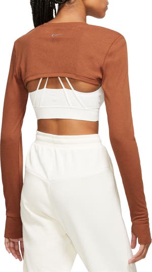 Nike Yoga Luxe Rib Shrug in Natural