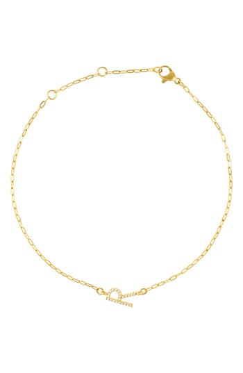 Adornia 14k Gold Plated Pave Cz Sideways Initial Anklet In Gold-r