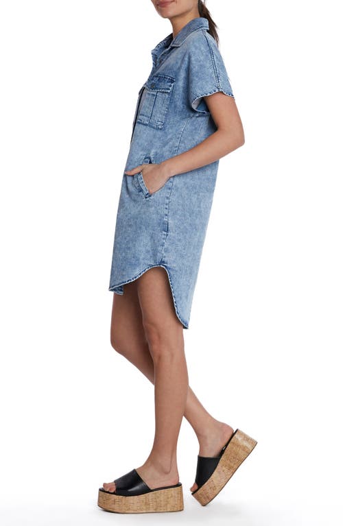 Wash Lab Denim High/low Denim Shirtdress In Hurricane Blue