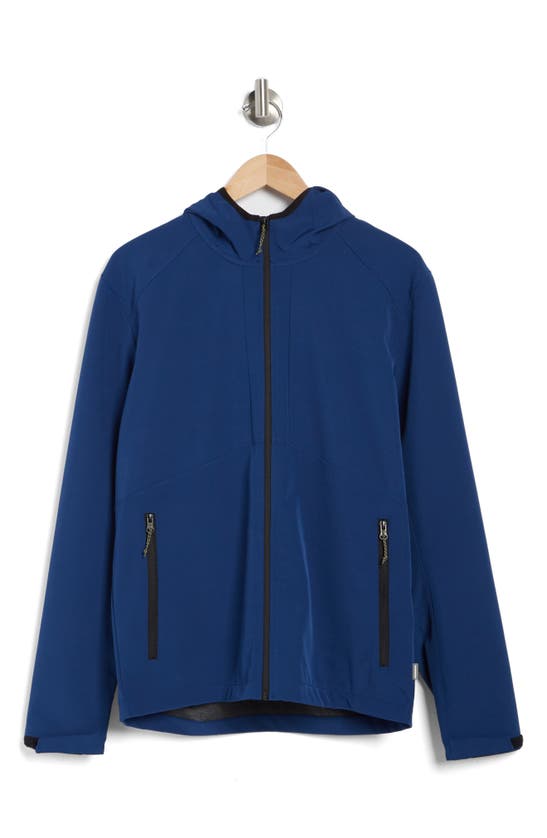 Hawke And Co Softshell Flex Hood Jacket In Estate Blue