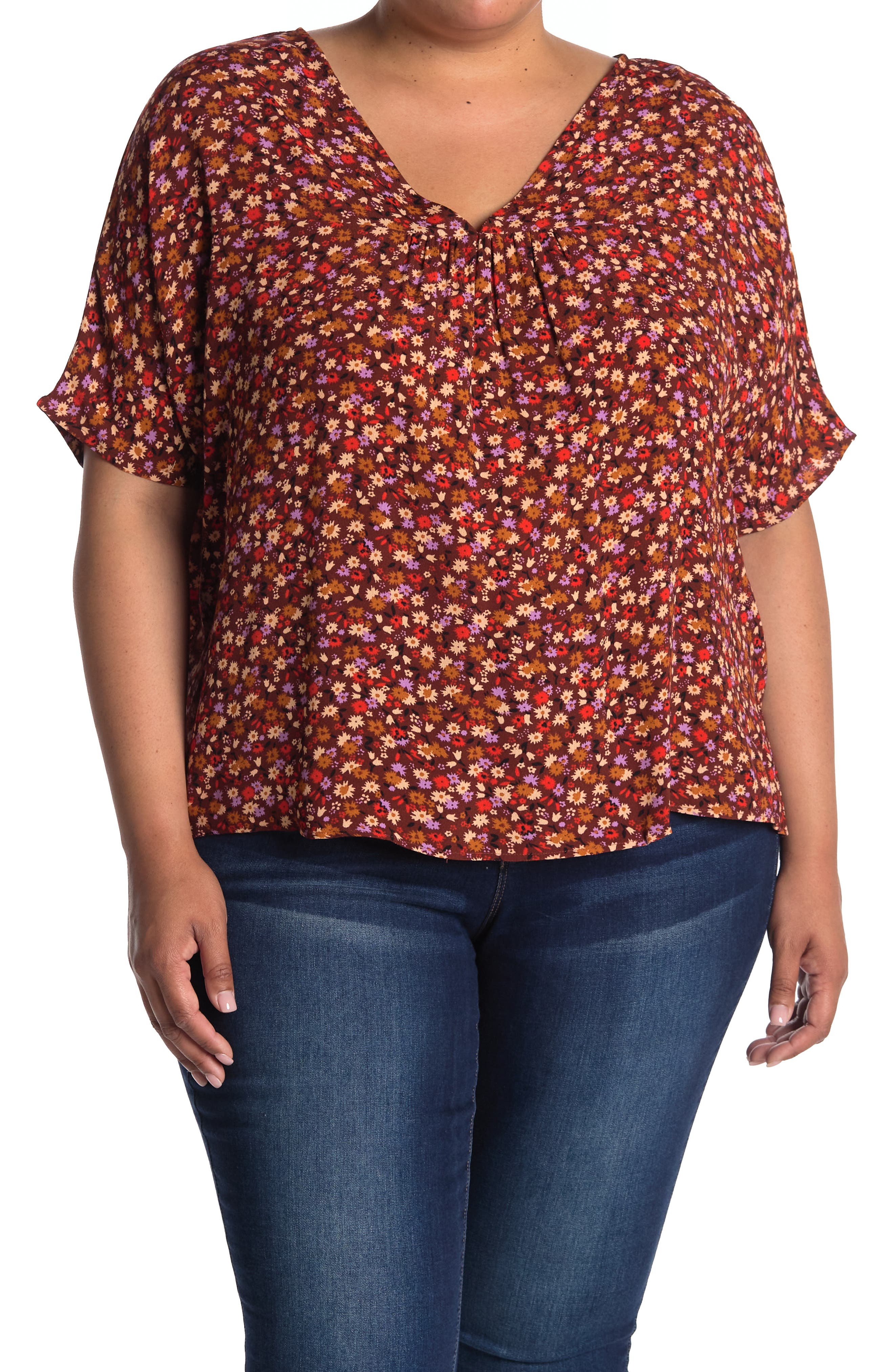 Madewell Rhyme Floral Top In Spring Floral Rusted Burgundy