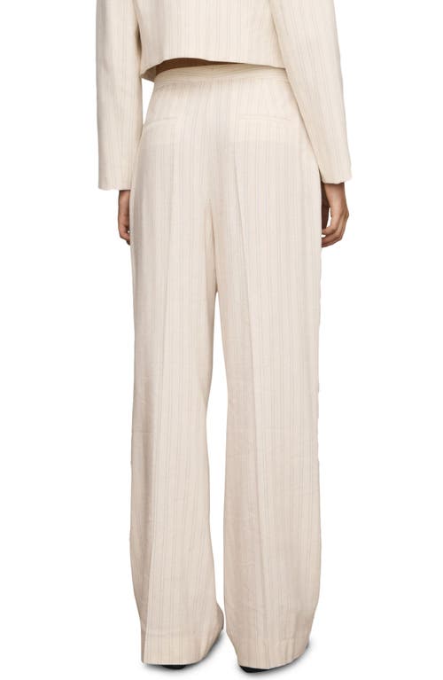Mango Stripe Straight Leg Pants In Ecru