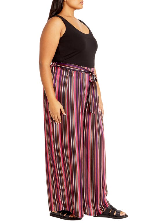 City Chic Willow Stripe Wide Leg Pants In Vintage Stripe