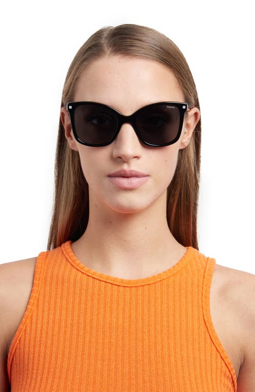 Polaroid 53mm Polarized Square Sunglasses In Black/gray Polar