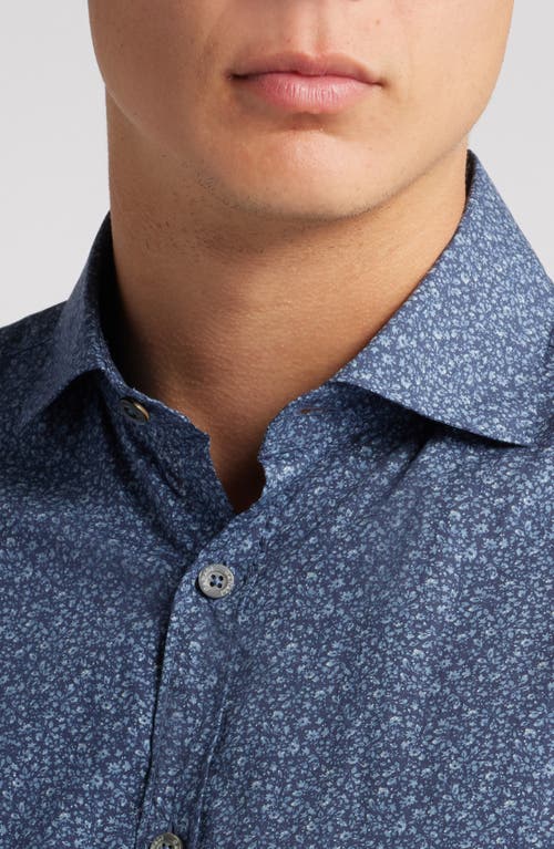 Shop Canali Regular Fit Floral Button-up Shirt In Blue