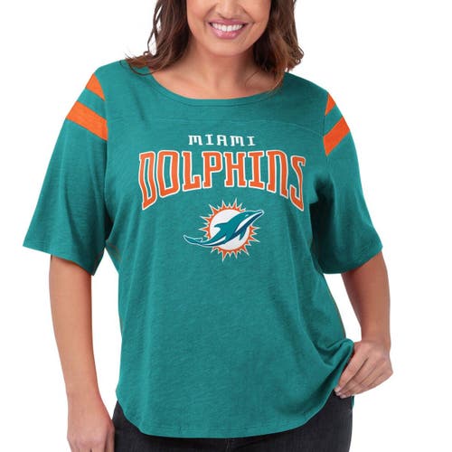 G-iii 4her By Carl Banks Aqua Miami Dolphins Plus Size Linebacker T-shirt In Aqua