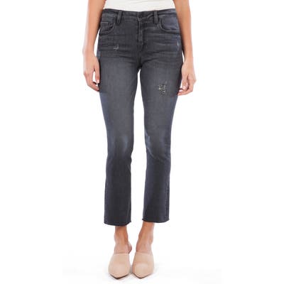 Kut From The Kloth Kelsey High Waist Raw Hem Kick Flare Jeans, Black