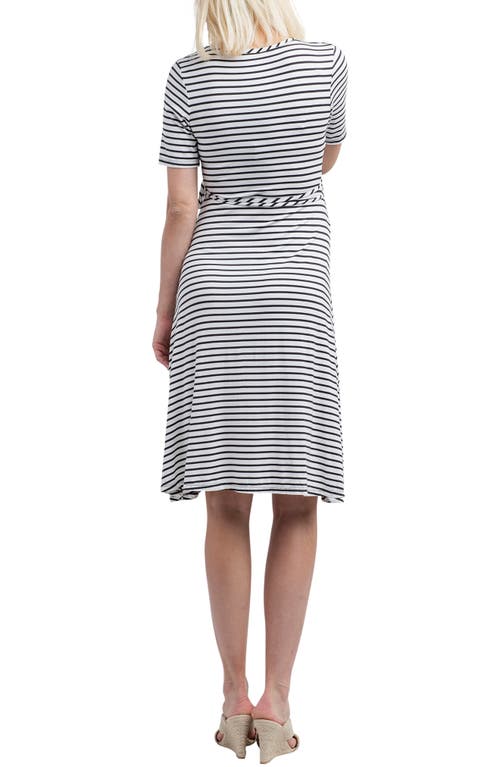 Nom Maternity Maya Maternity/nursing Wrap Dress In Black/white Stripe